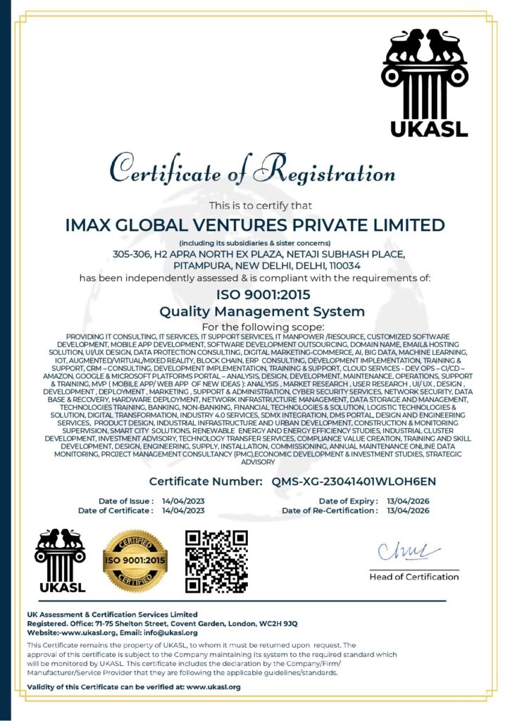IMAX GLOBAL VENTURES PRIVATE LIMITED 9001 UKASL_page-(Certificate )